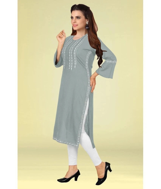 Kapadia - Grey Rayon Womens Straight Kurti ( Pack of 1 ) - None