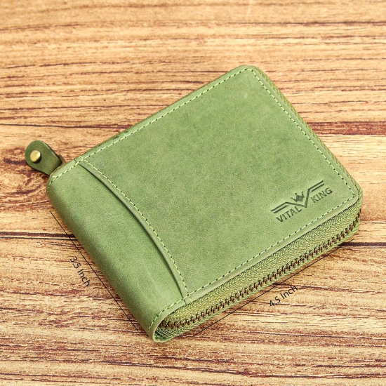 Vital King Men Trendy, Formal Green Genuine Leather RFID Wallet  (7 Card Slots)