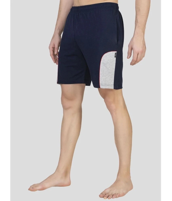 Zeffit - Navy Cotton Blend Mens Shorts ( Pack of 1 ) - None