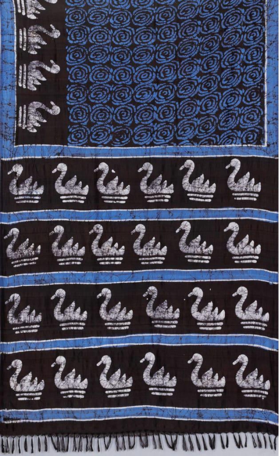 Batik Silk Saree Blue