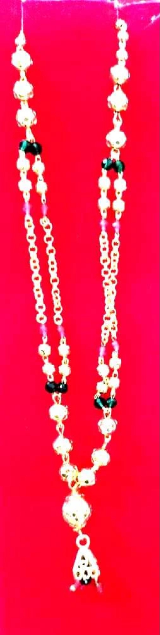 Gold Plated Long Mangalsutra with Black Beads for Women