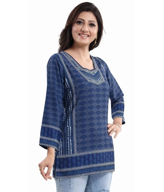 Meher Impex - Blue Crepe Womens A-line Kurti - L