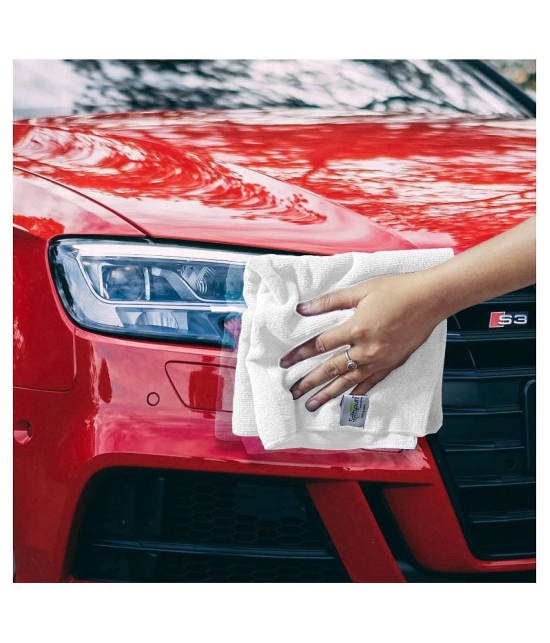 SOFTSPUN Microfiber Cloth - 4 pcs - 40x40 cms - 340 GSM White - Thick Lint & Streak-Free Multipurpose Cloths - Automotive Microfibre Towels for Car Bike Cleaning Polishing Washing & Detailin