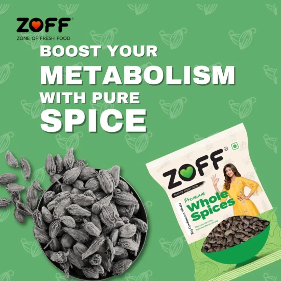 Zoff Black Big Cardamom | Rich in Aroma | Badi Elaichi