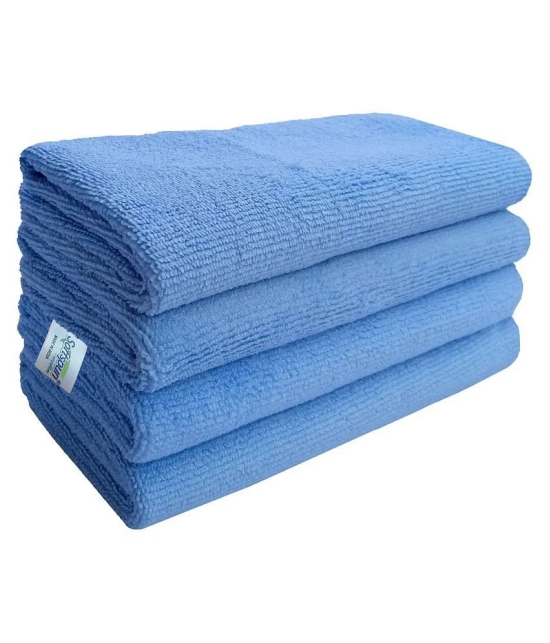 SOFTSPUN Microfiber Cleaning Cloths, 4pcs 40x40cms 340GSM Sky Blue! Highly Absorbent, Lint and Streak Free, Multi -Purpose Wash Cloth for Kitchen, Car, Window, Stainless Steel, silverware.