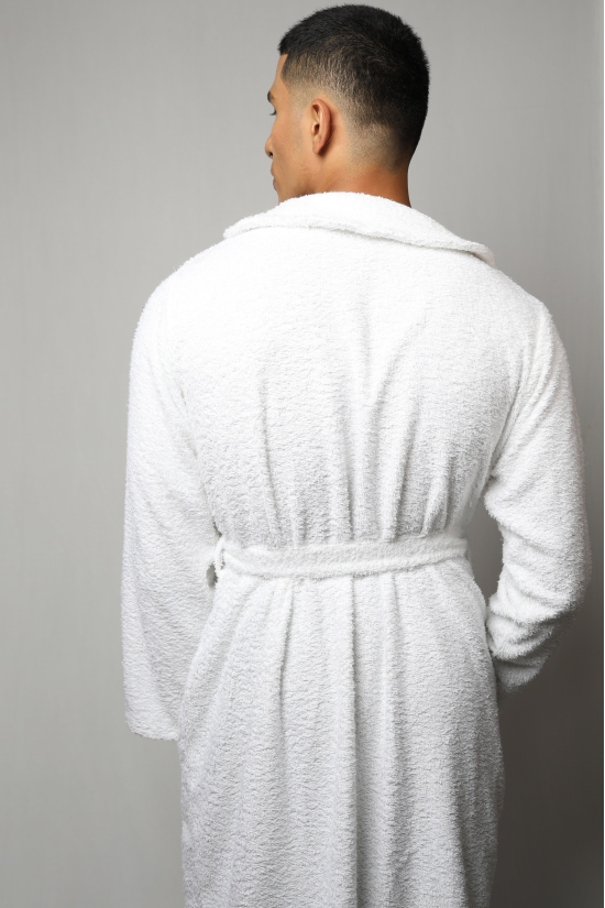 Towel material bathrobe - full length-White / XL