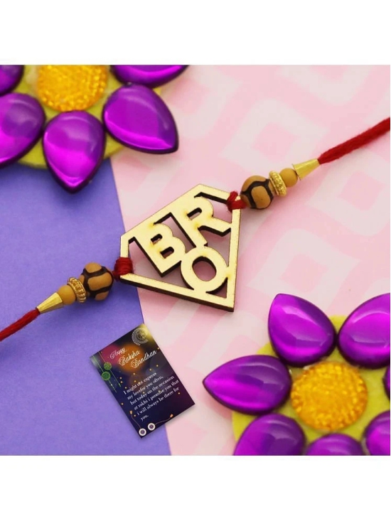 Stylish Bhaiya Rakhi  BRO Designer Pendent With Designer Look OM Rakhi Combo For Bhaiya With Roli Chawal And Greeting Card 1 Kankawati Pooja Thali - None