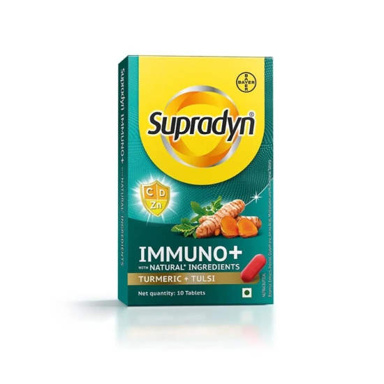 Supradyn Immuno+ Multivitamin with Turmeric & Tulsi | Tablet for Energy & Immunity-  10 Tablets Pack of 6 x 10 Tablets