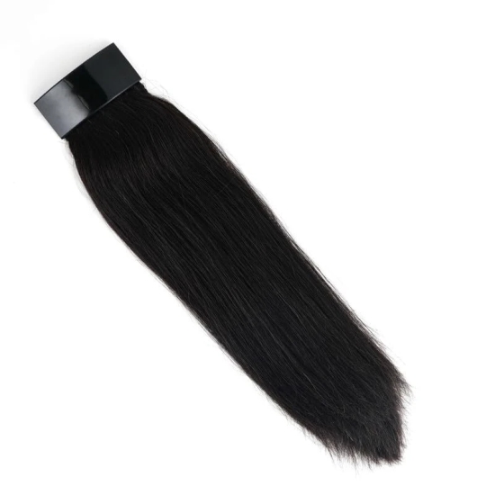 RefynHair - 100% Human Hair | Barrettes Clip Ponytail Extension | 16 Inches | Natural Black | 60 Gr | Invisible | Seamless | Premium Remy | Versatile, Stylish, and Easy-to-Use for Any Look or Occasion