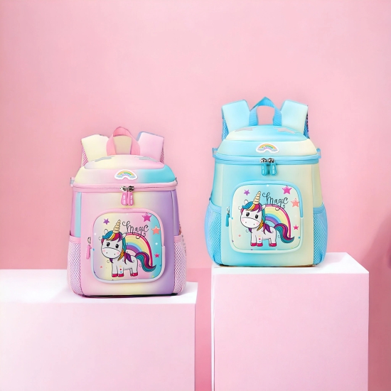 3D Unicorn Star Print Kids Backpack-Blue