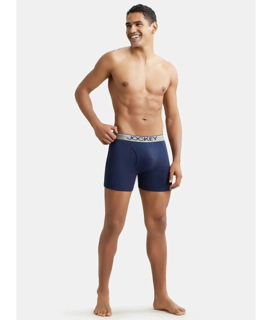 Jockey 8009 Men Super Combed Cotton Rib Solid Boxer Brief - Deep Navy - None