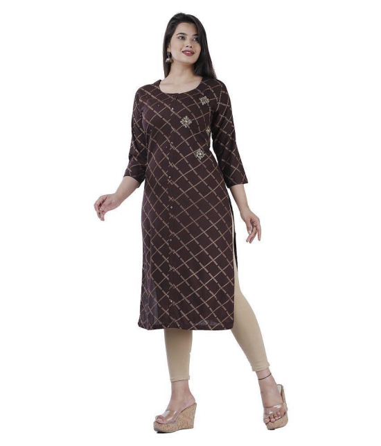 HIGHLIGHT FASHION EXPORT - Brown Rayon Womens Straight Kurti - XXL