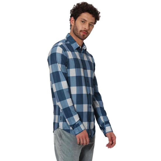 NAVY LARGE CHECK LIGHTWEIGHT SHIRT