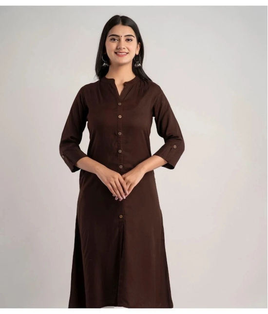 MAUKA - Brown Rayon Womens A-line Kurti ( Pack of 1 ) - None