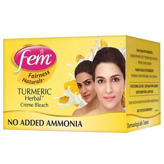 Fem Fairness Naturals Crème Bleach - Turmeric Herbal, No Added Ammonia, 24 g