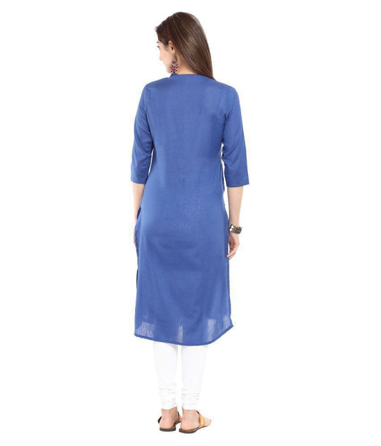 Alena - Blue Cotton Women''s Straight Kurti - S