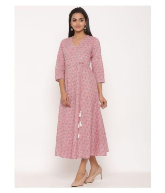 miravan Pink Cotton Anarkali Kurti - 3XL