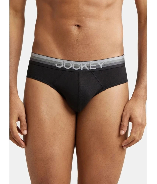 Jockey US07 Men Super Combed Cotton Elastane Solid Brief with Ultrasoft Waistband - Black - None