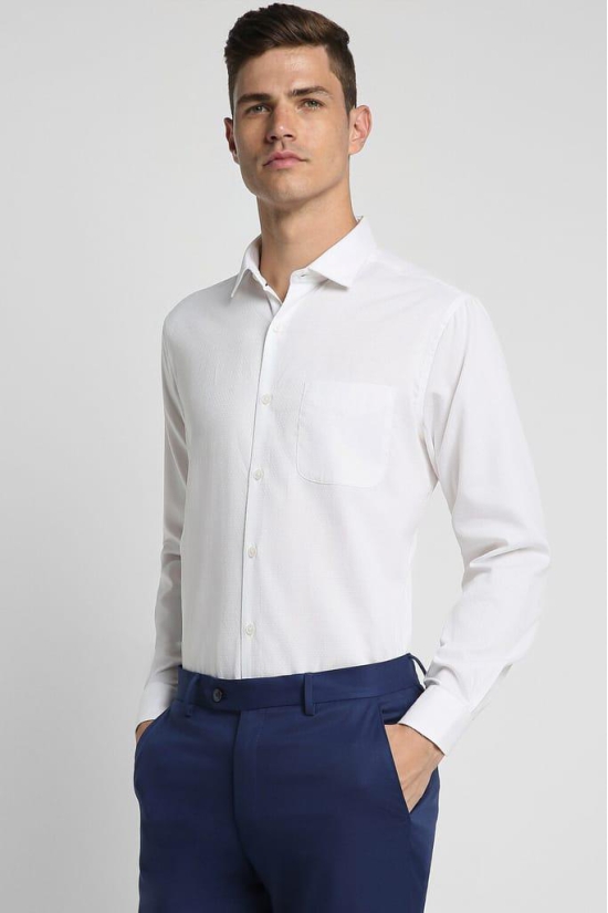 Men White Regular Fit Formal Full Sleeves Formal Shirt