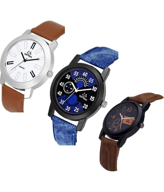 Septem Multicolor Leather Analog Mens Watch