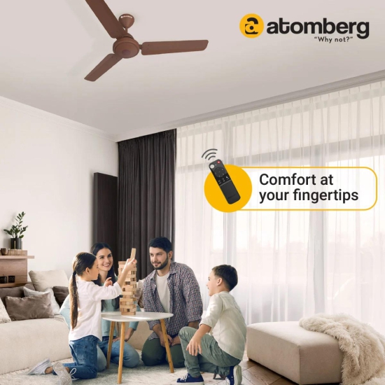 Atomberg Efficio 1200 mm BLDC Motor with Remote 3 Blade Ceiling Fan (Matt Brown, Pack of 1)