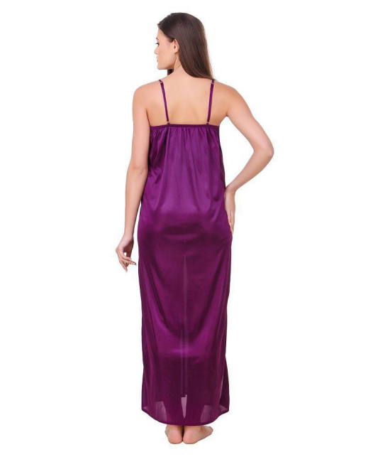Fasense Satin Night Dress - Purple - M