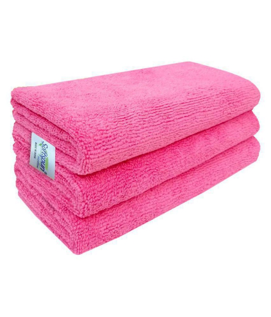 SOFTSPUN Microfiber Cleaning Cloths, 3pcs 40x40cms 340GSM Pink! Highly Absorbent, Lint and Streak Free, Multi -Purpose Wash Cloth for Kitchen, Car, Window, Stainless Steel, silverware.