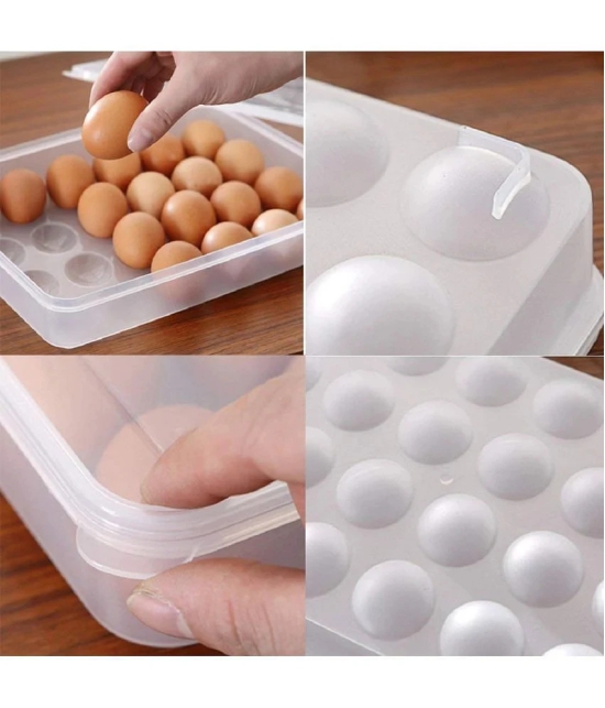 SHARUJA Multiprapose 24 Grid Egg Storage Refrigerator Container With Lid - Transparent Polyproplene Egg Container ( Pack of 1 ) - Transparent