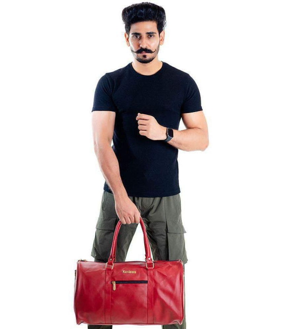 Man Arden - Red Leather Duffle Bag - Onesize