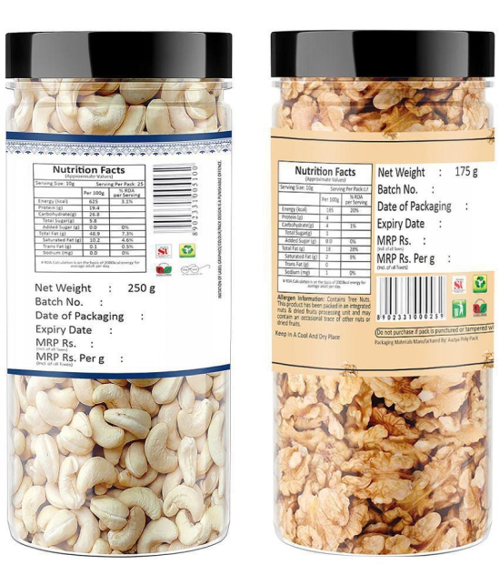 YUM YUM Dry Fruits Combo Pack 300gm Cashews & Walnut Kernels- Kaju & Akhrot Giri (150g x 2)