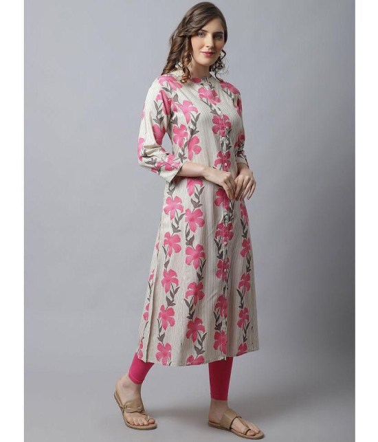 Pistaa Viscose Printed Front Slit Women''s Kurti - Pink ( Pack of 1 ) - None