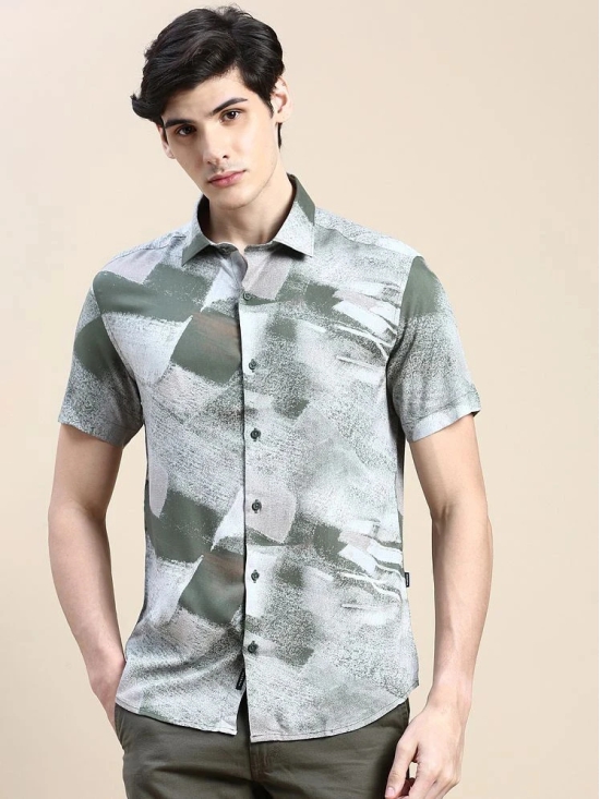 Showoff Cotton Blend Regular Fit Printed Half Sleeves Mens Casual Shirt - Olive ( Pack of 1 ) - None