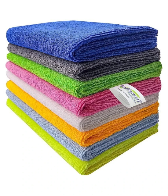 SOFTSPUN B Quality Microfiber Cloth - Going Cheap! 8 pcs - 40x40 cms - 340 GSM - Assorted Colour - Thick Lint & Streak-Free Multipurpose Cloths - for Car Bike Cleaning Polishing Washing & De