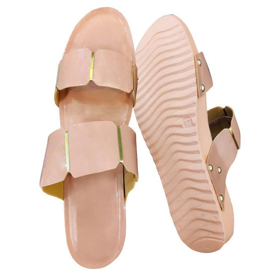 Peach Pink Synthetic Back Open Comfortable and Stylish Wedges Heels Slip On | for Casual Wear, Party and Formal Wear Occasions 2 Inches Heel | for Women & Girls (Numeric_6)