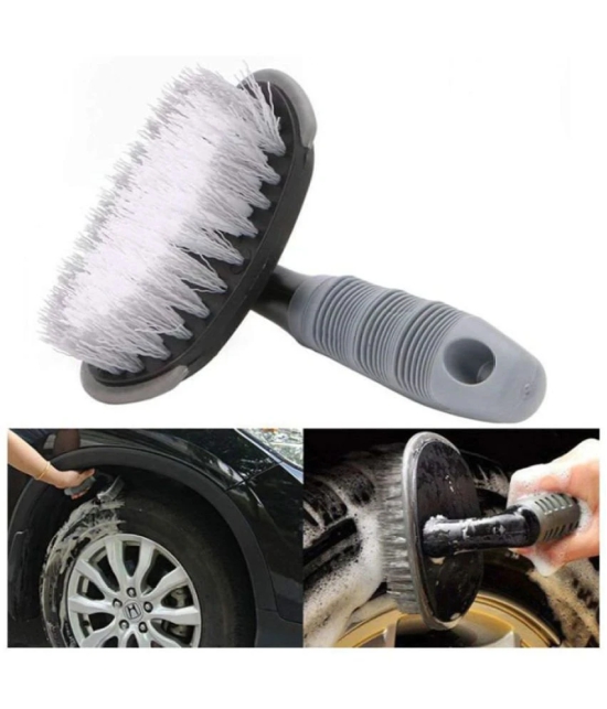 HOMETALES - Wheel Tire Rim Scrub Brush Hub Clean Wash Useful Brush Car Truck Motorcycle Bike Washing Cleaning Tool for car accessories(Pack of 1)