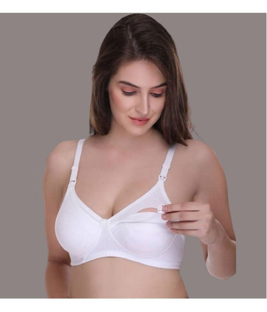 Zourt - White Cotton Solid Women's Maternity Bra ( Pack of 1 ) - 30B