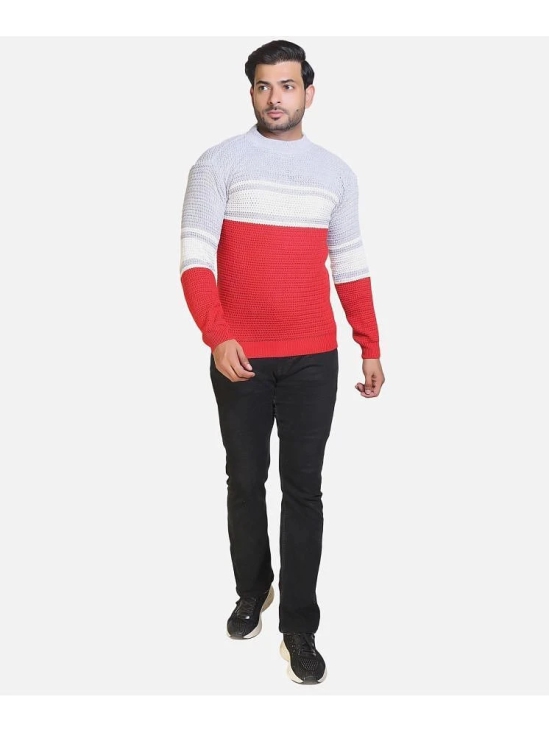 HeteShe Cotton Blend Round Neck Mens Full Sleeves Pullover Sweater - Red ( Pack of 1 ) - None