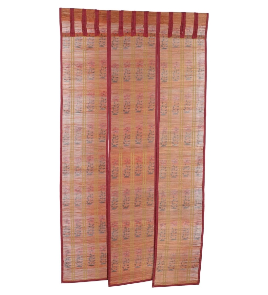 Three Panel Bamboo Curtain - Maroon-9 ft length