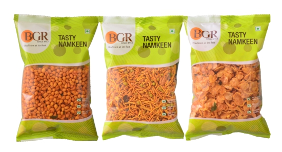 BGR Foods Combo Offer - Cornflakes Mixture, Garlic Mixture And Khara Boondi (470g Pack Of 3)