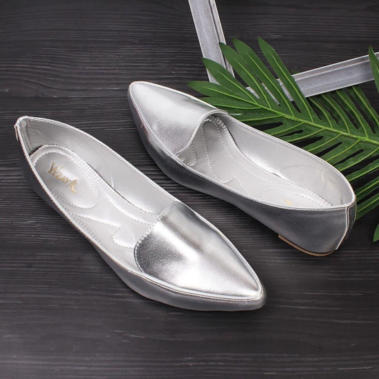 Women Ballerina Shoes Silver