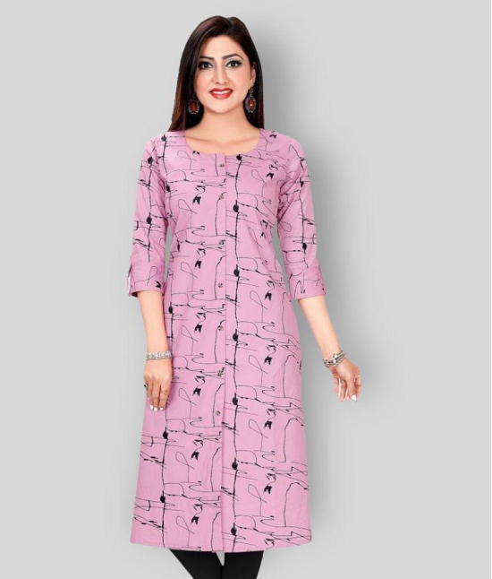 Meher Impex - Pink Cotton Women's Front Slit Kurti ( Pack of 1 ) - XS