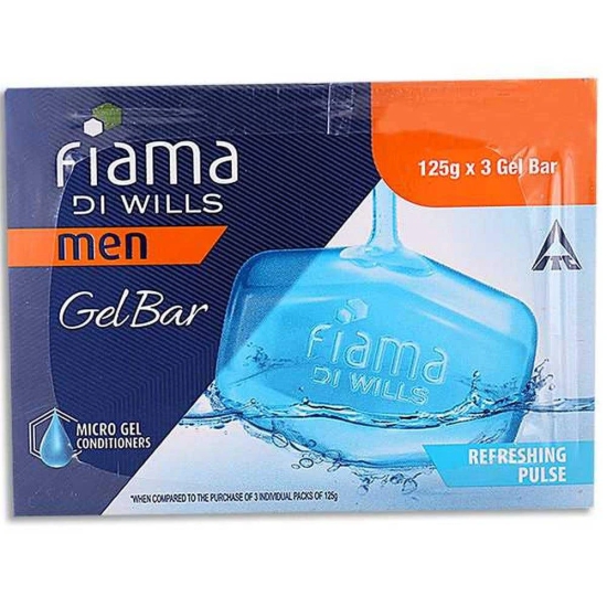 Fiama Refreshing Pulse Gel Bathing Soap Bar 125 gm x Pack of 3, For Men