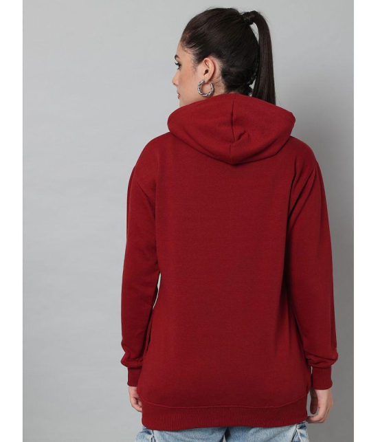 eWools.in Cotton Blend Women''s Hooded Sweatshirt ( Maroon ) - None