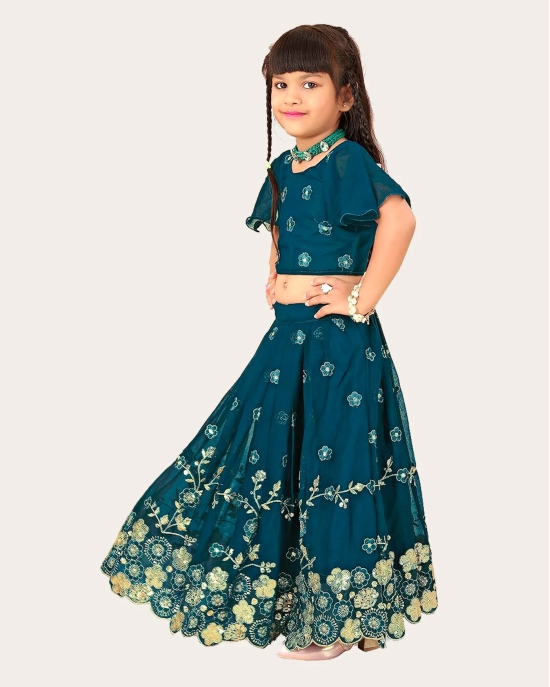 Ethnic Wear Georgette Silk Embroidered Indian Style Full Stitched Lehenga Choli Set-Blue / 3 Years-4 Years