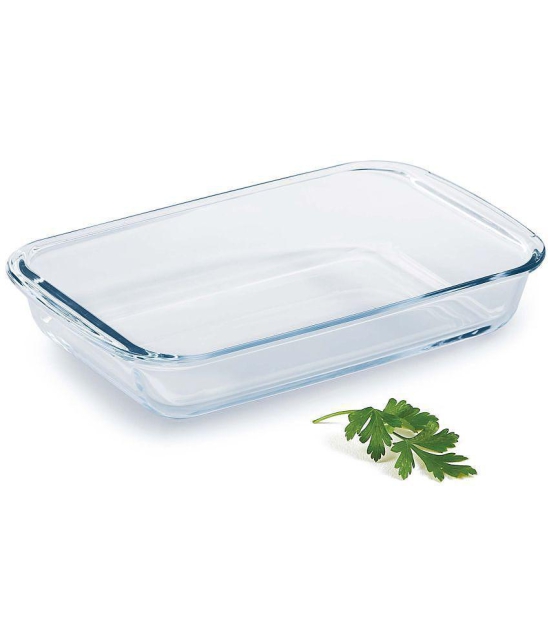 Treo By Milton 1600 Ovensafe Rectangle Borosilicate Glass Dish, 1600 ml, Transparent | Microwave Safe | OTG Safe | Freezer Safe | Dishwasher Safe - Transparent