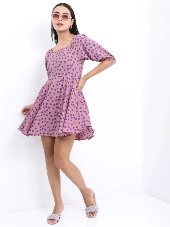 Ketch Polyester Printed Mini Womens Fit & Flare Dress - Pink ( Pack of 1 ) - None