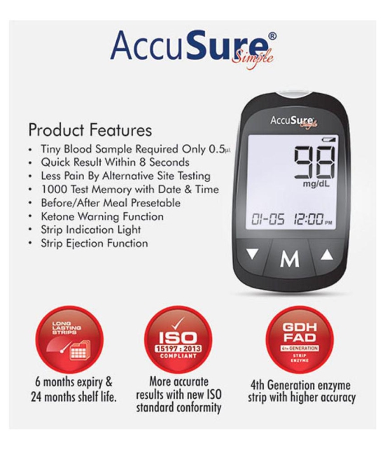 Accusure india SIMPLE METER WITH 25 STRIPS TD: 4183 Expiry March 2024