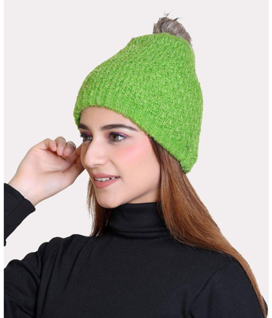 Whyme Fashion - Green Woollen Womens Cap ( Pack of 1 ) - Green