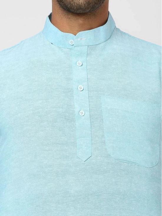 DESHBANDHU DBK - Sky Blue Cotton Mens Shirt Style Kurta ( Pack of 1 ) - None