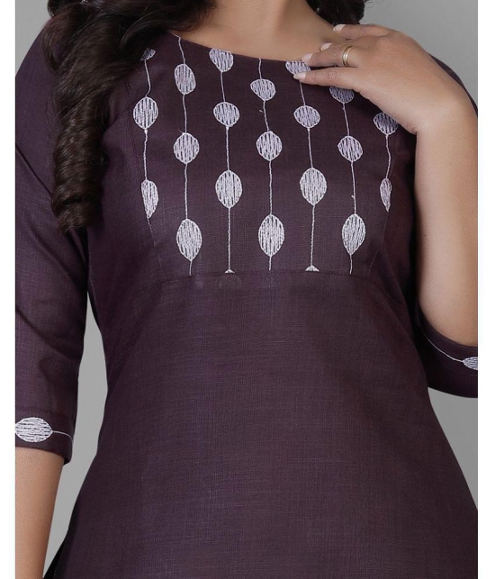 RIAANA Cotton Blend Printed Straight Womens Kurti - Purple ( Pack of 1 ) - None